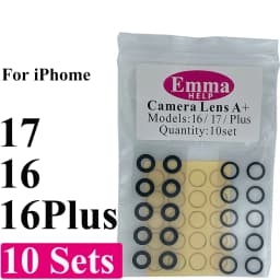 EmmaHelp 10set Back Camera Glass for iPhone 15 14 13 12 16 17 Pro Max Rear Camera Lens Cover Replacement Sticker A+