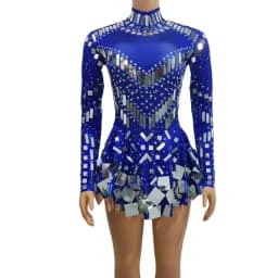 2023 Raquel Mirror Party Dress Black Stretch Stage Dance Dress Nightclub Party Celebrate Dress Women Dancer Performance Clothes