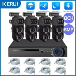 KERUI Waterproof 6MP HD POE Surveillance Camera System Dual Lens PTZ WIFI IP Home Security 4CH 8CH POE NVR Video H.265 CCTV Kit