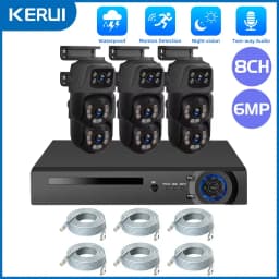 KERUI Waterproof 6MP HD POE Surveillance Camera System Dual Lens PTZ WIFI IP Home Security 4CH 8CH POE NVR Video H.265 CCTV Kit