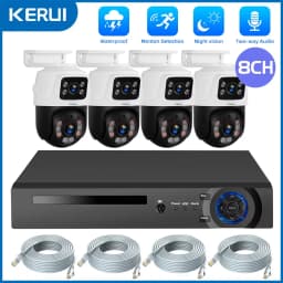 KERUI Waterproof 6MP HD POE Surveillance Camera System Dual Lens PTZ WIFI IP Home Security 4CH 8CH POE NVR Video H.265 CCTV Kit