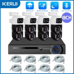 KERUI Waterproof 6MP HD POE Surveillance Camera System Dual Lens PTZ WIFI IP Home Security 4CH 8CH POE NVR Video H.265 CCTV Kit