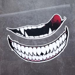 1pc Evil Teeth and Tongue Motorcycle Helmet Fuel Tank Stickers Racing Body Window Funny Decoration Universal Vinyl Decals