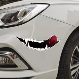 1pc Evil Teeth and Tongue Motorcycle Helmet Fuel Tank Stickers Racing Body Window Funny Decoration Universal Vinyl Decals
