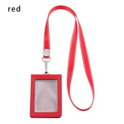 Double Card Badge Holder Genuine Leather ID Lanyard Name Tag Carabiner Style Key Ring Clips Reels Recoil Belt Clip Office Supply