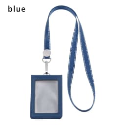 Double Card Badge Holder Genuine Leather ID Lanyard Name Tag Carabiner Style Key Ring Clips Reels Recoil Belt Clip Office Supply