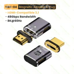 Elbow HDMI-Compatible 2.1 Male to Female Magnetic Adapter for TV Box PS5 USB HUB High Speed 8K/60Hz 4K/120Hz 48Gbps eARC Cable