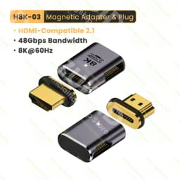 Elbow HDMI-Compatible 2.1 Male to Female Magnetic Adapter for TV Box PS5 USB HUB High Speed 8K/60Hz 4K/120Hz 48Gbps eARC Cable