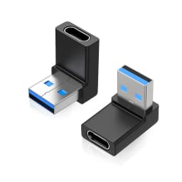 NNBILI Right Angle USB Adapter 90 Degree Up and Down Angle USB 3.0 Male to Type C Female Connector for Laptop Tablet and Phones