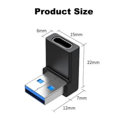 NNBILI Right Angle USB Adapter 90 Degree Up and Down Angle USB 3.0 Male to Type C Female Connector for Laptop Tablet and Phones
