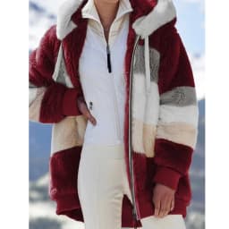 Winter Fashion Women's Coat 2026 Hooded Zipper Ladies Jacket Spliced Thick Cashmere Women Jacket Stitching Plaid Ladies Coats