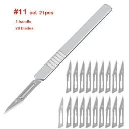 11# 23# Carbon Steel Carving Metal Scalpel Blades Handle Scalpel DIY Cutting Repair Animal Surgical Knife Tool Kits Box Non Slip