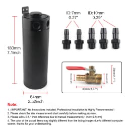 Universal Billet Aluminum Baffled 2-port New Long Oil Catch Can Tank with Breather Filter Engine Mini Oil Separator