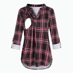 Women's Maternity Breastfeeding T-shirt V-Neck Solid Color Long Sleeve Nursing Tops Clothes for Pregnant Women