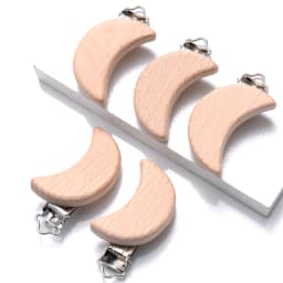 5pcs Woode Pacifier Baby Beech Wooden Animal Pacifier Metal Clips Holder Heart Pacifier Chain Teether Accessories