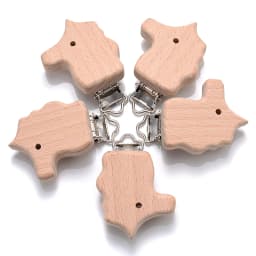 5pcs Woode Pacifier Baby Beech Wooden Animal Pacifier Metal Clips Holder Heart Pacifier Chain Teether Accessories