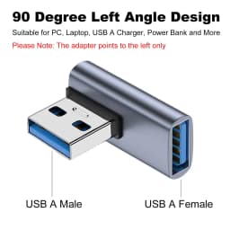 NNBILI 90 Degree USB 3.1 Adapter 1-2 Pack Left Angle USB A Male to Female Converter Extender for PC Laptop USBA Charger and More