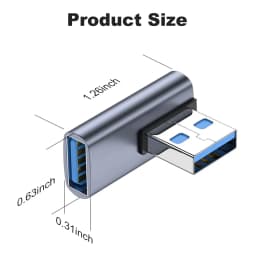 NNBILI 90 Degree USB 3.1 Adapter 1-2 Pack Left Angle USB A Male to Female Converter Extender for PC Laptop USBA Charger and More