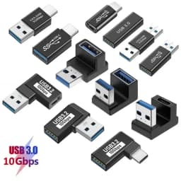 NNBILI 90 Degree USB 3.1 Adapter 1-2 Pack Left Angle USB A Male to Female Converter Extender for PC Laptop USBA Charger and More
