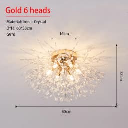 Dandelion Crystal Chandelier Nordic Modern Living Room Dining Room Bedroom Ceiling Light Room Light Fireball Decorative Light