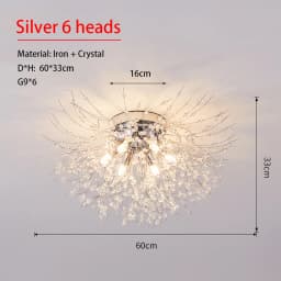Dandelion Crystal Chandelier Nordic Modern Living Room Dining Room Bedroom Ceiling Light Room Light Fireball Decorative Light