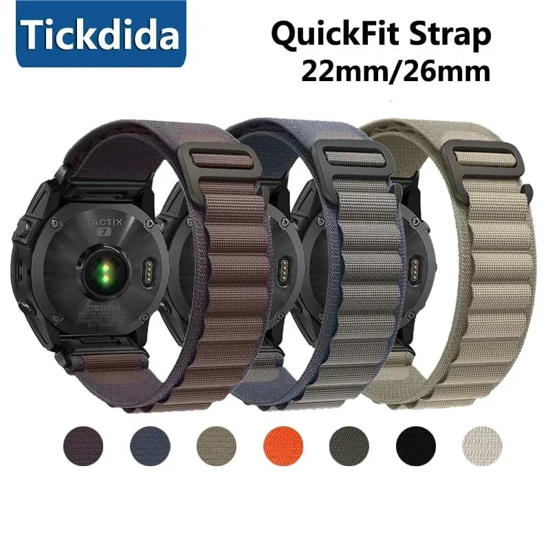 22mm 26mm Nylon Quick Fit Strap for Garmin Fenix 9 7X 8X 8 7 Pro Fenix 6X 6 5X Tactix 8 7 9 Forerunner 965 Enduro 3 Loop Band