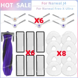 Fit For 나르월 Narwal Freo X Ultra / Narwal Freo X Ultra 2.0 Vacuum Parts Main Roller Side Brush Cover HEPA Filter Mop Cloth