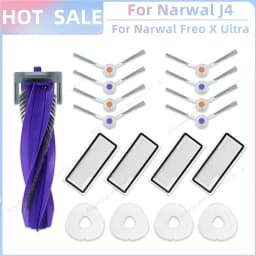 Fit For 나르월 Narwal Freo X Ultra / Narwal Freo X Ultra 2.0 Vacuum Parts Main Roller Side Brush Cover HEPA Filter Mop Cloth