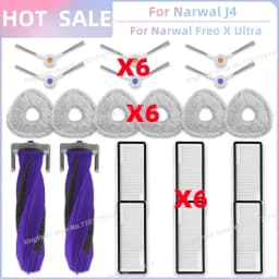 Fit For 나르월 Narwal Freo X Ultra / Narwal Freo X Ultra 2.0 Vacuum Parts Main Roller Side Brush Cover HEPA Filter Mop Cloth