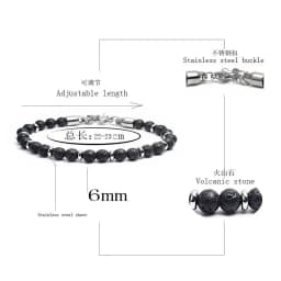 New Matte Map Stone Bracelet Metal Wrist Chain Jewelry Yellow Tiger Eye Volcanic Stone Beaded Bracelet Men Personality Jewelry