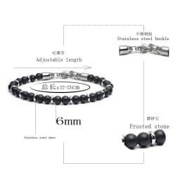 New Matte Map Stone Bracelet Metal Wrist Chain Jewelry Yellow Tiger Eye Volcanic Stone Beaded Bracelet Men Personality Jewelry