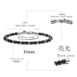New Matte Map Stone Bracelet Metal Wrist Chain Jewelry Yellow Tiger Eye Volcanic Stone Beaded Bracelet Men Personality Jewelry