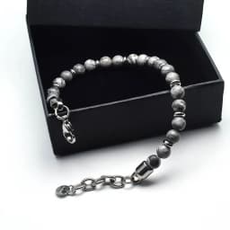 New Matte Map Stone Bracelet Metal Wrist Chain Jewelry Yellow Tiger Eye Volcanic Stone Beaded Bracelet Men Personality Jewelry