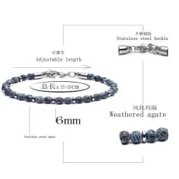 New Matte Map Stone Bracelet Metal Wrist Chain Jewelry Yellow Tiger Eye Volcanic Stone Beaded Bracelet Men Personality Jewelry