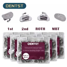 50Sets/200pcs Orthodontics Dental 1st 2nd Molar Bondable Buccal Tubes Non-Convertible Mesh Base Single Tube Roth MBT 0.022