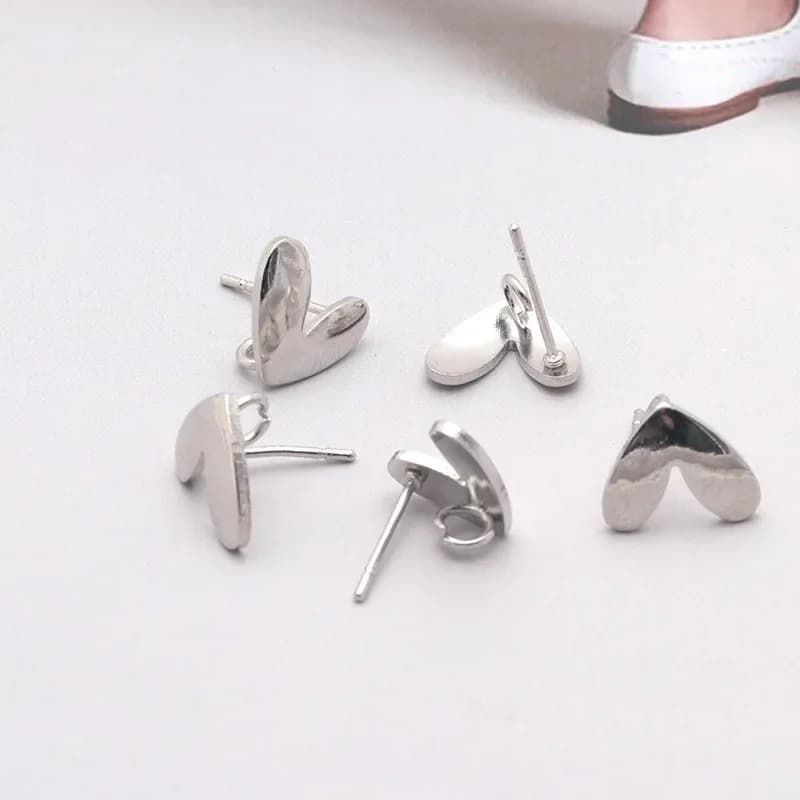 10Pcs DIY Stainless Steel Earrings Back Love Heart Dangle Earrings Base Connectors Linkers for Jewelry Making Accessories