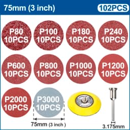 XCAN Sanding Disc 1/2/3inch Round Abrasive Dry Sandpaper with Back-up Pad For Polishing Cleaner Tools Sanding Paper