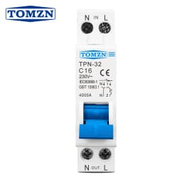 TOMZN TPN 1P+N Mini Circuit Breaker MCB 6A 10A 16A 20A 25A 32A DIN Rail Mounting Miniature Household Air Switch