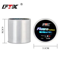 FTK Fishing Line Fluorocarbon Coating Treatment Process Carbon 120m Line 0.2mm-0.6mm 7.15LB-45LB Surface Nylon Molecules