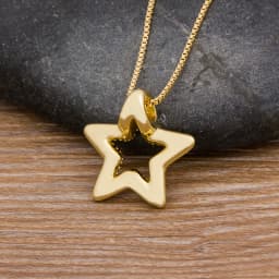 AIBEF Fashion Star Women's Pendant Necklace Fashion Female Cubic Zirconia Necklaces Gold Color Party Jewelry Simple Ladies Gifts