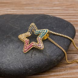 AIBEF Fashion Star Women's Pendant Necklace Fashion Female Cubic Zirconia Necklaces Gold Color Party Jewelry Simple Ladies Gifts