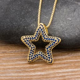 AIBEF Fashion Star Women's Pendant Necklace Fashion Female Cubic Zirconia Necklaces Gold Color Party Jewelry Simple Ladies Gifts