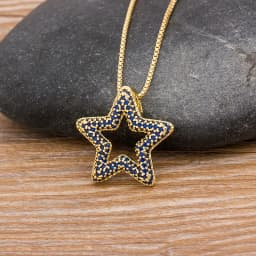 AIBEF Fashion Star Women's Pendant Necklace Fashion Female Cubic Zirconia Necklaces Gold Color Party Jewelry Simple Ladies Gifts