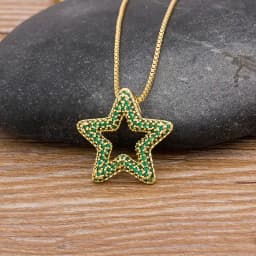 AIBEF Fashion Star Women's Pendant Necklace Fashion Female Cubic Zirconia Necklaces Gold Color Party Jewelry Simple Ladies Gifts