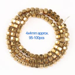 AAA+ Color Retention Gold-Plated Hematite Beads Natural Stone Round Cube Spacer Loose Beads for jewelry Making DIY Bracelet 15''