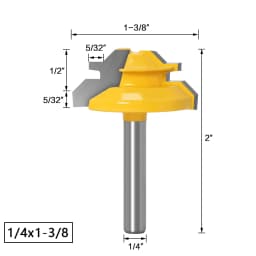 45 Degree Lock Miter Router Bit 1/4" 6mm Shank Woodworking Tenon Milling Cutter Tool Drilling Milling For Wood Carbide Alloy
