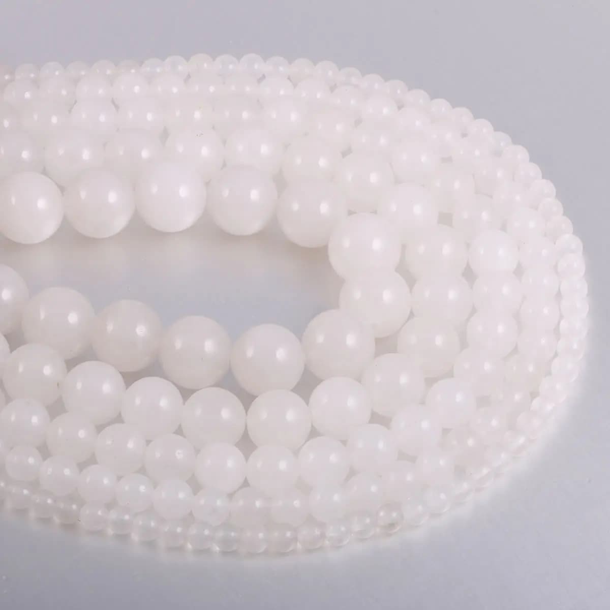 Natural stone beads Frost White Jades 4/6/8/10/12mm Round Ball loose beads for Jewelry Making Necklace DIY Bracelets Accessories