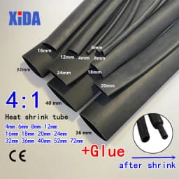 1Meter 4:1 Heat Shrink Tube With Glue Thermoretractile Heat Shrinkable Tubing Dual Wall Heat Shrink Tubing 6 8 12 16 24 40 52 72