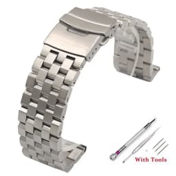 18mm 20mm 22mm 24mm 26mm High Quality Full Solid Stainless Steel Flat Interface Watch Band Straps Wristband Bracelet With Tools