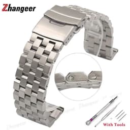 18mm 20mm 22mm 24mm 26mm High Quality Full Solid Stainless Steel Flat Interface Watch Band Straps Wristband Bracelet With Tools